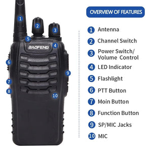 2/4PCS Baofeng BF-888S 12W Walkie Talkie Dual Band Portable Long Range Standby UHF 400-470MHz USB Ham Two Way Radio for Hunting