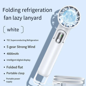 Rechargeable Mini Fan for Outdoor Handheld Cooling Fan, Portable Fan with Cold Function, 5 Speeds Adjustable 4000mAh Battery - Stereotech