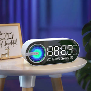 USB Charging Radio Alarm Clock RGB Portable Bluetooth Speaker FM Large Display Mute Mirror Digital Bedroom Room Office Decktop