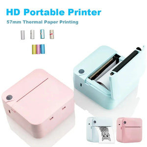 Fun Print Portable Thermal Self-adhesive Stickers Photo Printer HD Mini Bluetooth 57*25mm Supplies 2d Label Maker For Phone - Stereotech