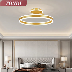 New Nordic LED Dimmable Chandelier For Bedroom Restaurant Kitchen Study Ring Ceiling Chandelier Room Chandelier Decoration