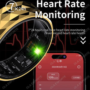 2024 New Smart Ring Men Blood Oxygen Heart Rate Sleep Monitor IP68&3ATM Waterproof Intelligent Health Ring Women For Android IOS