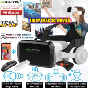 Wireless Virtual Reality Glasses IMAX Huge Screen 3D Glasses Google Cardboard Box VR Headset for 4.7-7.2" Phone,Support Gamepad