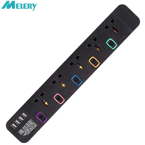 Melery Power Strip Surge Protector Multiprise Electrique Universal 5 Outlets USB Plug Socket Individual Switch Extension Cord