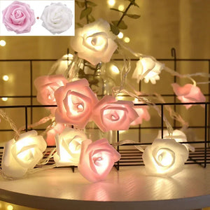 Rose LED Flower String Lights Garland Fairy Lights Romantic Lamp 3M 20LEDs For Wedding Valentines Day Christmas Party Decoration