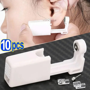 1/10Pcs Safety Ear Piercing Gun Kit White Disposable Disinfect Safety Earring Piercer Machine Studs Nose CLip Body Piercing Tool - Stereotech