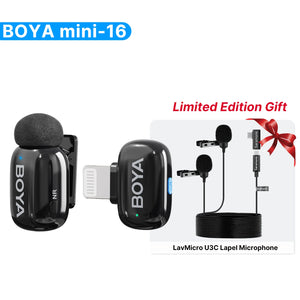 BOYA BOYA Mini Wireless Lavalier Microphone for iPhone Android USB-C Smartphones DSLR Cameras Gaming Live Streaming Youtube Vlog