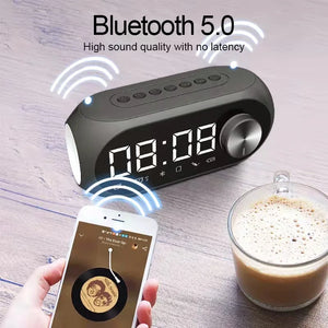 Multifunction S8 Wireless Bluetooth Speaker Mirror Alarm Clock Stereo Speakers Table Clock FM Radio TF Card Dual Alarm Clock