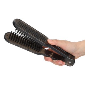 Pro Hairdressing Straightener Hairbrush Nylon Hair Straightening Double Brushes V Shape Comb Clamp Styling Tools Brush