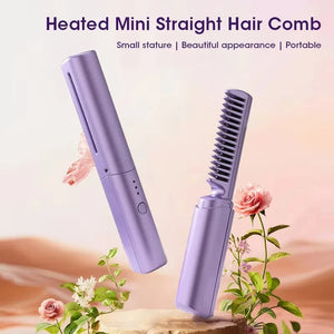 Electric Hot Hair Straighteners Hot Comb And Straightening Brush Heating Straight Curly Negative Ion Hot Straightener USB Charge