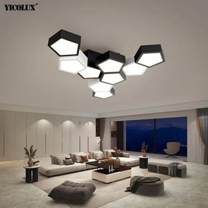 Remote Dimming Black White New Modern LED Chandelier Lights Living Dining Room Pendant Bedroom Hall Bar Lamps Indoor Lighting