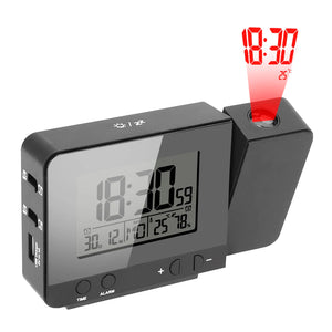 Backlight Projector Projection Alarm Clock Desk Table Led Clock Indoor Temperature Humidity Digital Date Snooze Function