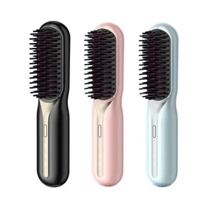 Mini Heated Hair Comb 3 Temperature Adjustable Quick Heating Wireless Hair Straightener Hair Care Brush Hairdressing Tool