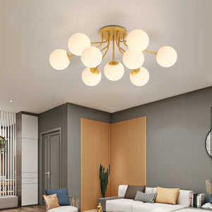 Modern Glass Ball Ceiling Lights Black Gold Lamp Body For Living Room Bedroom Nordic Ceiling LED Chandelier