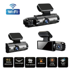 1080P Dash Cam Car WIFI Dvr Dual Lens Front Inside  Wide Angle IR Night Vision Parking Monitor Video Recorder