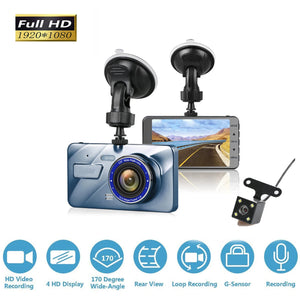 4inch Dash Cam Aluminium Alloy Full HD 1080P Night Vision  Front Rear View Loop Recording Dashboard Car DVR 2Lens Black Box