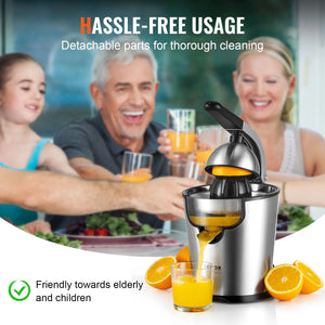 VEVOR Electric Citrus Juicer Orange Juice Squeezer with Two Size Juicing Cones 300W Stainless Steel Orange Juice Maker