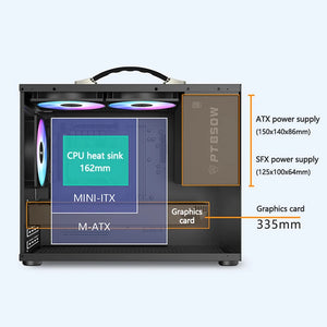 Power Train X100 M-ATX Portable Computer Case MINI-ITX ATX Motherboard Power Supply Support U3 Type-C Desktop MINI Small Chassis - Stereotech