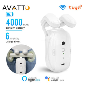 AVATTO Tuya WiFi Smart Electric Curtain Robot Automatic Open Remote Control For Roman Curtains Track For Smart Life Google Home - Stereotech