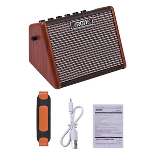 AROMA 15W Acoustic Guitar Amplifier AG-15A USB Rechargeable Bluetooth Speaker for Acoustic Guitar