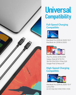 Anker USB C to USB C Cable, New Nylon USB C Charger Cable (6ft, 2Pack), 60W(3A) for iPhone 15/15 Pro/15 Plus/15 Pro Max