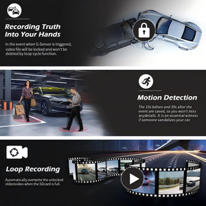 3 Channel Car DVR HD 1080P 3-Lens Inside Vehicle Dash CamThree Way Camera DVRs Recorder Video Registrator Dashcam Camcorder