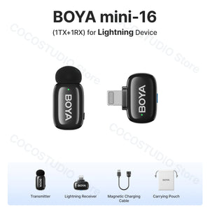 BOYA BOYA Mini Wireless Lavalier Microphone for iPhone Android USB-C Smartphones DSLR Cameras Gaming Live Streaming Youtube Vlog