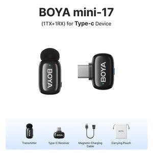 BOYA BOYA Mini Wireless Lavalier Microphone for iPhone Android USB-C Smartphones DSLR Cameras Gaming Live Streaming Youtube Vlog