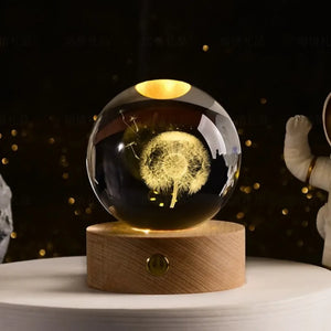 LED Crystal Ball Table Lamp USB Night Light 3D Moon Planet Galaxy Decor for Home Table Lamp Party Toys for Kids Adult Xmas Gifts