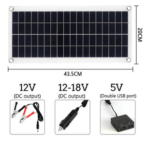 150W 300W Solar Panel Kit 12V Charge Battery With 30A 60A Controller Module 2 USB Port Cell Battery Power Bank for Phone RV Car - Stereotech