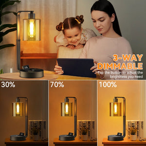 USB Rechargeable LED Table Lamp Bedside Night Lamp Dimmable Touch Switch Bedroom Living Room Study Office Lighting E26/E27