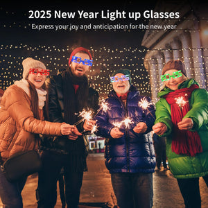 12Pcs 2025 Light Up Glasses 2025 LED Party Glasses Neon Party Eyewear 3 Flashing Modes For New Year Graduation Celebrations