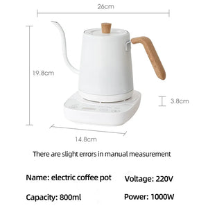 Gooseneck Electric Kettle 800ml Hand Brew Coffee Pot smart Teapot Temperature Control Pot 1000W Rapid Heating Kettle 110v/220v - Stereotech