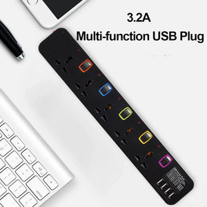 Melery Power Strip Surge Protector Multiprise Electrique Universal 5 Outlets USB Plug Socket Individual Switch Extension Cord