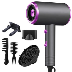 NEW High-Power 1800W Ionic Hair Dryer with Diffuser Comb Brush Attachment for Constant Temperature Hair Care, No Damage Blow Dry