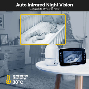 NEWS 4.3Inch IPS Screen Wireless PTZ Intercom Baby Monitor Temperature Display Nanny Cam Long Distance Baby Sitter Camera