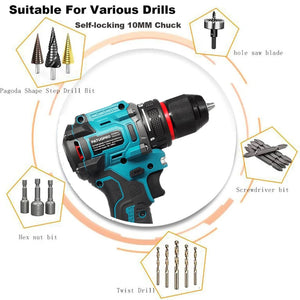 10mm Electric Brushless Drill 2-Speed Self-locking Cordless Drill Screwdriver 60-100Nm Torque Power Tools For Makita 18V Battery