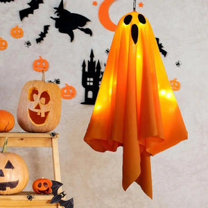 Halloween Fabric Hanging Spooky Ghost Ornaments LED Ghost With Flexibly Adjusted Poses Halloween Ghost Decor For Lawn Yard