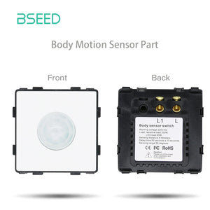 BSEED 1/2/3Gang 1/2Way Wall Button Switch Part Wall Power Socket Electrical Outlets Glass Frame DIY Module Part Free Combination