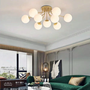 Modern Glass Ball Ceiling Lights Black Gold Lamp Body For Living Room Bedroom Nordic Ceiling LED Chandelier