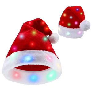 Merry Christmas LED lights High-end plush children adult Santa hat Christmas decorations Christmas supplies Luminous Santa hat