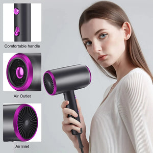 NEW High-Power 1800W Ionic Hair Dryer with Diffuser Comb Brush Attachment for Constant Temperature Hair Care, No Damage Blow Dry