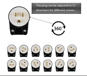 Right Angle Nema 5-15P 15A 125V AC Plug, [ETL] Easy Assembly 90 Degree USA Canada Male DIY Rewirable 12 Directions Adjus