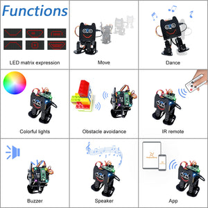 Freenove Bipedal Robot Kit for Raspberry Pi Pico (W), LED Matrix, Obstacle Avoidance, RGB Lights, Buzzer, Speaker, Remote, App