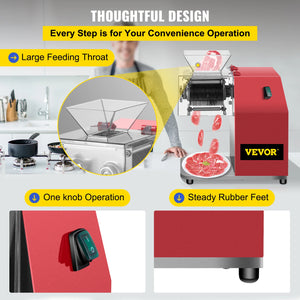 VEVOR 250kg/H Commercial Electric Meat Slicer Grinder Vegetable Cutter Shred Machine 850W Home Automatic Food Chopper Chipper