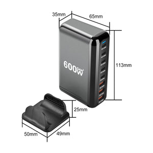 600W USB C Fast Desktop GaN Charger 8-port USB Type C PD Charger Fast Charge 3.0 USB Type C Fast Charger Mobile