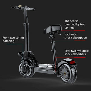 ESWING Folding Adult Electric Scooter 500W Motor Scooter Top Speed 50 Km/h 10 Inch Vacuum Tires Shock Absorbing Electric Scooter