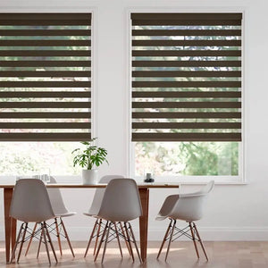 Double layer Day and Night Indoor Shade Window Motorized Smart Zebra Blinds Shade Dual Layer Zebra Roller Window Blinds