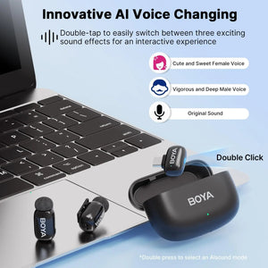 BOYA BOYA Mini Wireless Lavalier Microphone for iPhone Android USB-C Smartphones DSLR Cameras Gaming Live Streaming Youtube Vlog