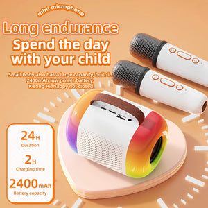 Y5 Karaoke Machine Portable Bluetooth 5.3 PA Speaker System with 1-2 Wireless Microphones Home Family Singing Children's Gifts